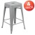 Flash Furniture 4-ET-31320-24-SV-R-GG Cierra 24" Silver Metal Indoor Stackable Counter Height Bar Stool, Set of 4 addl-1