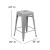 Flash Furniture 4-ET-31320-24-SV-R-PL2G-GG Cierra 24" Backless Silver Metal Indoor Counter Height Stool with Gray All-Weather Poly Resin Seat, Set of 4 addl-3