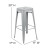 Flash Furniture 4-ET-31320-30-SV-R-PL2G-GG Cierra 30" Backless Silver Metal Indoor Bar Stool with Gray All-Weather Poly Resin Seat, Set of 4 addl-4