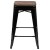 Flash Furniture 4-ET-31320W-24-BK-R-GG Cierra 24" Black Metal Indoor Stackable Counter Height Bar Stool with Wood Seat, Set of 4 addl-8
