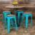 Flash Furniture 4-ET-31320W-24-TL-R-GG Cierra 24" Teal Metal Indoor Stackable Counter Height Bar Stool with Wood Seat, Set of 4 addl-1