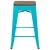 Flash Furniture 4-ET-31320W-24-TL-R-GG Cierra 24" Teal Metal Indoor Stackable Counter Height Bar Stool with Wood Seat, Set of 4 addl-8