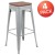 Flash Furniture 4-ET-31320W-30-SV-R-GG Cierra 30" Silver Metal Stackable Indoor Bar Stool with Wood Seat, Set of 4 addl-2