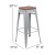 Flash Furniture 4-ET-31320W-30-SV-R-GG Cierra 30" Silver Metal Stackable Indoor Bar Stool with Wood Seat, Set of 4 addl-5