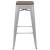 Flash Furniture 4-ET-31320W-30-SV-R-GG Cierra 30" Silver Metal Stackable Indoor Bar Stool with Wood Seat, Set of 4 addl-8