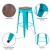 Flash Furniture 4-ET-31320W-30-TL-R-GG Cierra 30" Teal Metal Stackable Indoor Bar Stool with Wood Seat, Set of 4 addl-4
