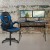 Flash Furniture BLN-X10D1904-BL-GG Black Gaming Desk and Blue and Black Racing Chair Set with Cup Holder, Headphone Hook & 2 Wire Management Holes addl-1