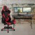 Flash Furniture BLN-X20D1904-RD-GG Black Gaming Desk and Red/Black Reclining Gaming Chair Set with Cup Holder/ Headphone Hook/2 Wire Management Holes addl-1