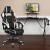 Flash Furniture BLN-X40RSG1031-WH-GG Black Gaming Desk with Cup Holder/Headphone Hook/Monitor Stand & White Reclining Back/Arms Gaming Chair with Footrest addl-1