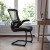 Flash Furniture BL-X-5C-BK-LEA-GG Black Mesh Sled Base Side Reception Chair with White Stitched LeatherSoft Seat and Flip-Up Arms addl-1