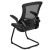 Flash Furniture BL-X-5C-BK-LEA-GG Black Mesh Sled Base Side Reception Chair with White Stitched LeatherSoft Seat and Flip-Up Arms addl-6