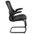 Flash Furniture BL-X-5C-BK-LEA-GG Black Mesh Sled Base Side Reception Chair with White Stitched LeatherSoft Seat and Flip-Up Arms addl-8