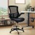 Flash Furniture BL-X-5M-D-BK-LEA-GG Mid-Back Black Mesh Ergonomic Drafting Chair with LeatherSoft Seat, Adjustable Foot Ring and Flip-Up Arms addl-1