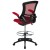 Flash Furniture BL-X-5M-D-RED-GG Mid-Back Red Mesh Ergonomic Drafting Chair with Adjustable Foot Ring and Flip-Up Arms addl-6