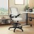 Flash Furniture BL-ZP-8805D-WH-GG Mid-Back White Mesh Ergonomic Drafting Chair with Adjustable Foot Ring and Flip-Up Arms addl-1