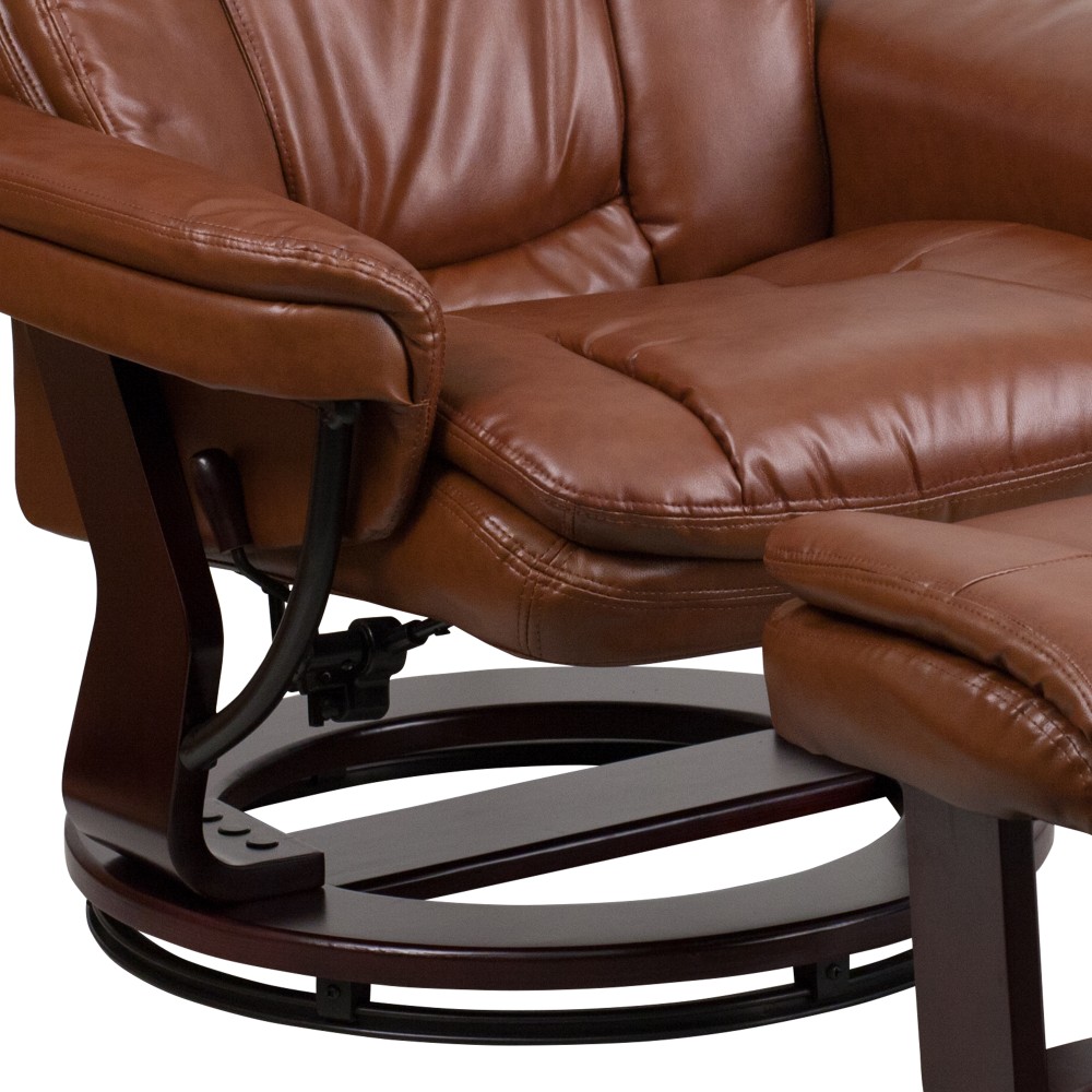 Flash Furniture Black Leather Recliner & Ottoman Set - Soft, Swivel, Overstuffed Chair (39"D X 27.25"W X 37.5"H)