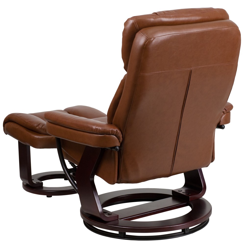 Zestaw fotela obrotowego Flash Furniture z czarnej skóry z podnóżkiem i fotelem rozkładanym – nowoczesny (39" DX 27.25" szer.)