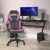 Flash Furniture CH-00095-PK-RLB-GG X10 Pink/Black LeatherSoft Gaming / Racing Office Chair with Flip-up Arms and Transparent Roller Wheels addl-1