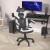 Flash Furniture CH-00095-WH-RLB-GG X10 White/Black LeatherSoft Gaming / Racing Office Chair with Flip-up Arms and Transparent Roller Wheels addl-5