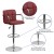 Flash Furniture CH-102029-BURG-GG Contemporary Burgundy Quilted Vinyl Adjustable Height Barstool with Arms and Chrome Base addl-4