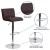 Flash Furniture CH-112010-BRN-GG Contemporary Brown Vinyl Adjustable Height Barstool with Vertical Stitch Back/Seat and Chrome Base addl-4