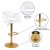 Flash Furniture CH-122070-WH-G-GG Contemporary White Vinyl Rounded Mid-Back Adjustable Height Barstool with Gold Base addl-3