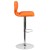 Flash Furniture CH-132330-ORG-GG Contemporary Orange Vinyl Adjustable Height Barstool with Vertical Stitch Back and Chrome Base addl-8