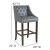 Flash Furniture CH-182020-T-30-LTGY-GG 30" Transitional Tufted Walnut Barstool with Accent Nail Trim in Light Gray LeatherSoft addl-5