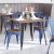 Flash Furniture CH-31230-BL-PL1T-GG Blue Metal Indoor/Outdoor Stackable Chair with Teak Poly Resin Wood Seat addl-1