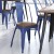 Flash Furniture CH-31230-BL-PL1T-GG Blue Metal Indoor/Outdoor Stackable Chair with Teak Poly Resin Wood Seat addl-6