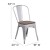 Flash Furniture CH-31230-SIL-WD-GG Silver Metal Stackable Chair with Wood Seat addl-5