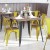 Flash Furniture CH-31230-YL-PL1T-GG Yellow Metal Indoor/Outdoor Stackable Chair with Teak Poly Resin Wood Seat addl-1