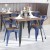 Flash Furniture CH-31270-BL-PL1T-GG Blue Metal Indoor/Outdoor Chair with Arms with Teak Poly Resin Wood Seat addl-1