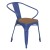 Flash Furniture CH-31270-BL-PL1T-GG Blue Metal Indoor/Outdoor Chair with Arms with Teak Poly Resin Wood Seat addl-2