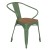 Flash Furniture CH-31270-GN-PL1T-GG Green Metal Indoor/Outdoor Chair with Arms with Teak Poly Resin Wood Seat addl-2