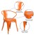 Flash Furniture CH-31270-OR-GG Orange Metal Indoor/Outdoor Chair with Arms addl-5