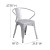 Flash Furniture CH-31270-SIL-GG Silver Metal Indoor/Outdoor Chair with Arms addl-6
