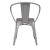Flash Furniture CH-31270-SIL-PL1G-GG Silver Metal Indoor/Outdoor Chair with Arms with Gray Poly Resin Wood Seat addl-9