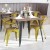 Flash Furniture CH-31270-YL-PL1T-GG Yellow Metal Indoor/Outdoor Chair with Arms with Teak Poly Resin Wood Seat addl-1