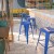 Flash Furniture CH-31320-30-BL-GG 30" Blue Metal Indoor/Outdoor Barstool with Square Seat addl-1