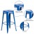 Flash Furniture CH-31320-30-BL-GG 30" Blue Metal Indoor/Outdoor Barstool with Square Seat addl-5
