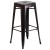 Flash Furniture CH-31320-30-BQ-GG 30" Black-Antique Gold Metal Indoor/Outdoor Barstool with Square Seat addl-2