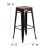 Flash Furniture CH-31320-30-BQ-WD-GG 30" Black-Antique Gold Metal Barstool with Square Wood Seat addl-6
