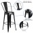 Flash Furniture CH-31320-30GB-BK-GG 30" Black Metal Indoor/Outdoor Barstool with Removable Back addl-5