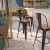 Flash Furniture CH-31320-30GB-BQ-WD-GG 30" Black-Antique Gold Metal Barstool with Back and Wood Seat addl-1