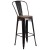 Flash Furniture CH-31320-30GB-BQ-WD-GG 30" Black-Antique Gold Metal Barstool with Back and Wood Seat addl-2