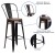 Flash Furniture CH-31320-30GB-BQ-WD-GG 30" Black-Antique Gold Metal Barstool with Back and Wood Seat addl-4
