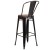 Flash Furniture CH-31320-30GB-BQ-WD-GG 30" Black-Antique Gold Metal Barstool with Back and Wood Seat addl-6