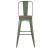 Flash Furniture CH-31320-30GB-GN-PL2T-GG 30" Green Metal Indoor/Outdoor Bar Height Stool with Removable Back and Teak All-Weather Poly Resin Seat addl-11