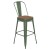 Flash Furniture CH-31320-30GB-GN-PL2T-GG 30" Green Metal Indoor/Outdoor Bar Height Stool with Removable Back and Teak All-Weather Poly Resin Seat addl-2